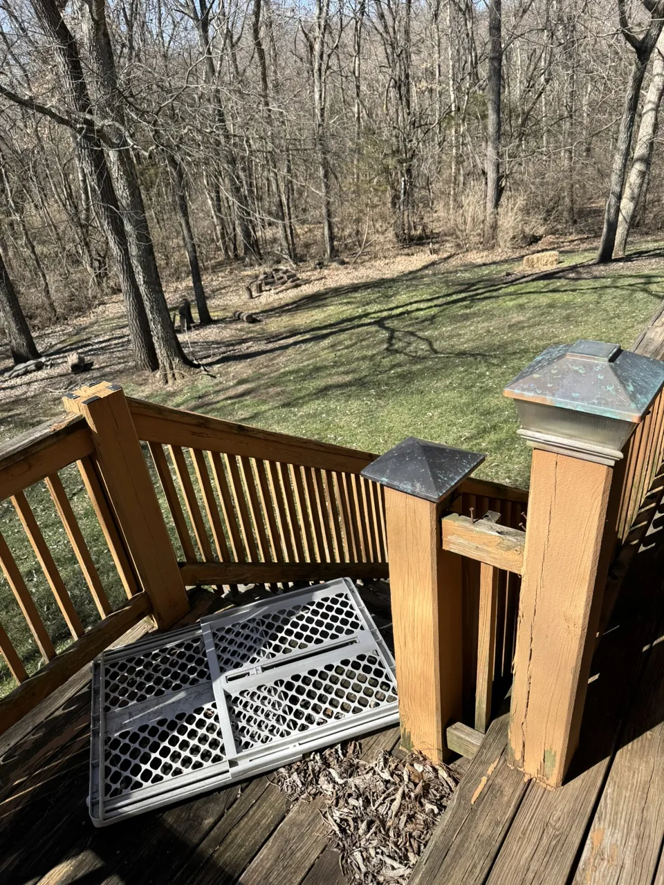 The original stair landing and timber balusters.